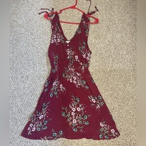 Maroon floral V-neck dress Aeropostale